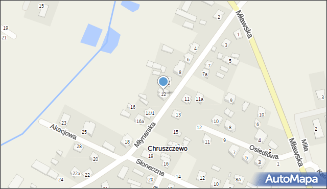 Chruszczewo, Młynarska, 12, mapa Chruszczewo