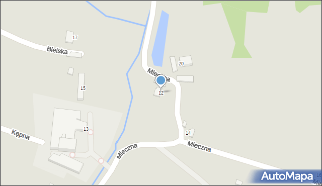 Cieszyn, Mleczna, 12, mapa Cieszyna