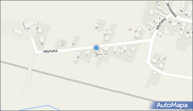 Cyprzanów, Młyńska, 15, mapa Cyprzanów