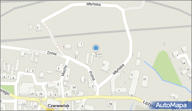 Czerwieńsk, Młyńska, 2, mapa Czerwieńsk