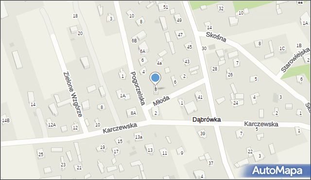Dąbrówka, Młoda, 8, mapa Dąbrówka