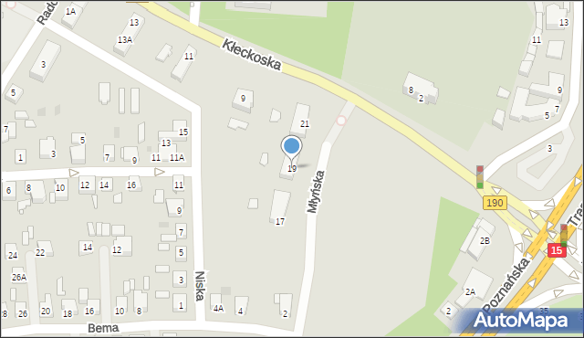 Gniezno, Młyńska, 19, mapa Gniezna