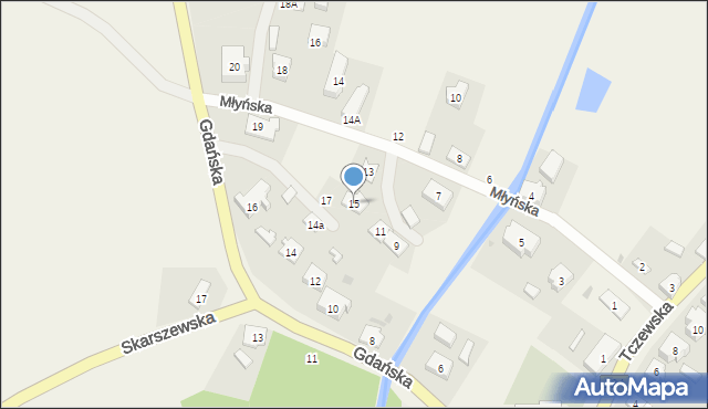 Godziszewo, Młyńska, 15, mapa Godziszewo