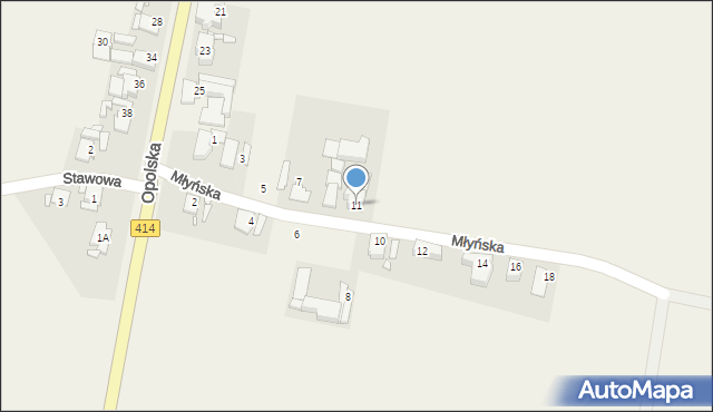 Górki, Młyńska, 11, mapa Górki