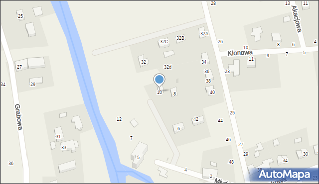 Grabiny-Zameczek, Młyńska, 10, mapa Grabiny-Zameczek