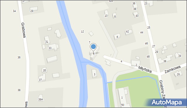 Grabiny-Zameczek, Młyńska, 5, mapa Grabiny-Zameczek