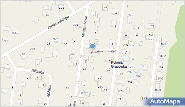 Grabówka, Młodzieżowa, 11, mapa Grabówka