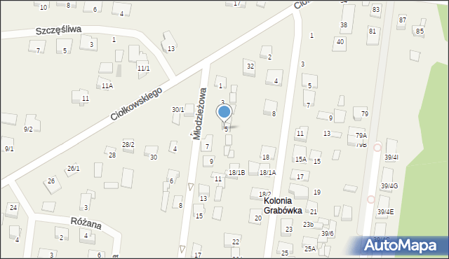 Grabówka, Młodzieżowa, 5B, mapa Grabówka