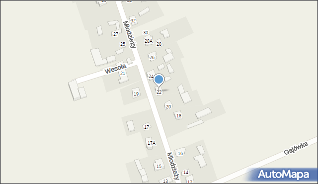 Gulzów, Młodzieży, 22, mapa Gulzów