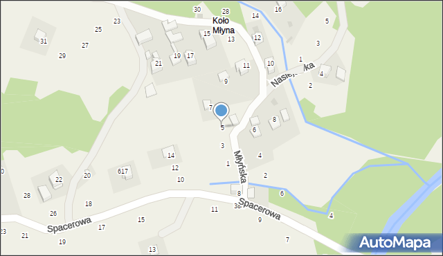 Izdebnik, Młyńska, 5, mapa Izdebnik
