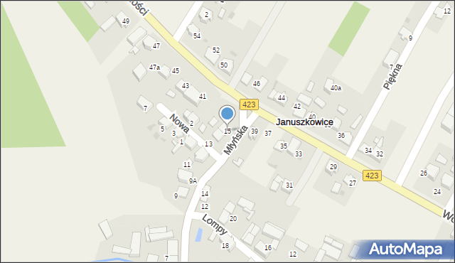 Januszkowice, Młyńska, 15, mapa Januszkowice