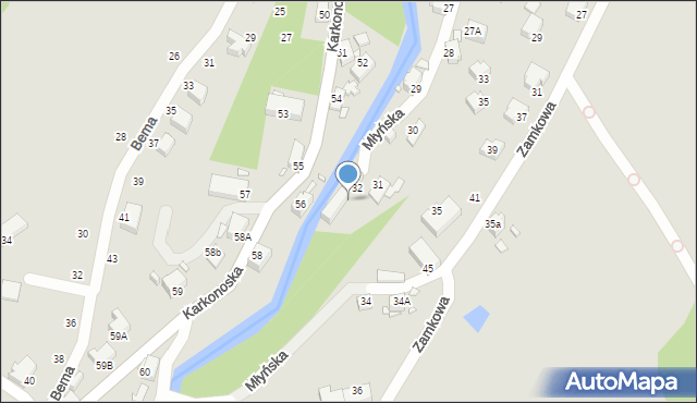 Jelenia Góra, Młyńska, 33, mapa Jelenia Góra