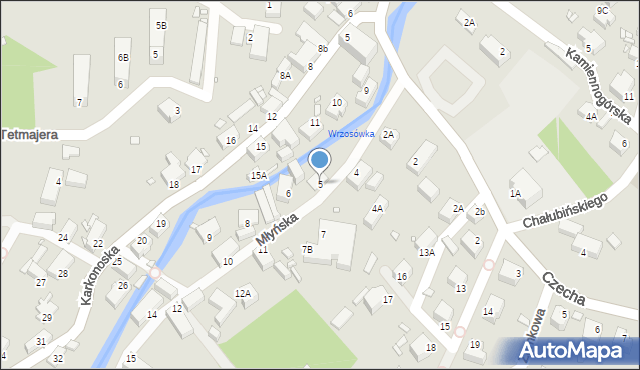 Jelenia Góra, Młyńska, 5, mapa Jelenia Góra