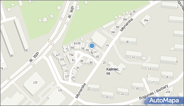 Kalisz, Młynarska, 51, mapa Kalisza