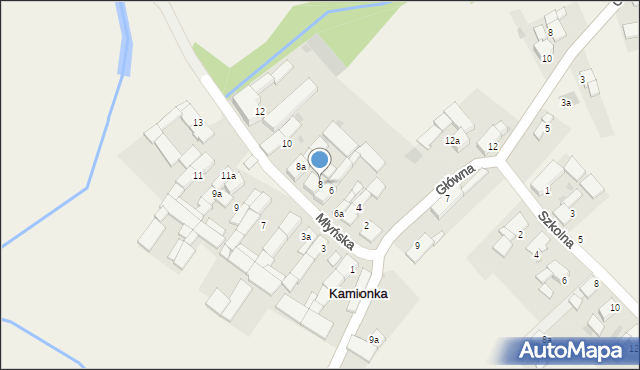 Kamionka, Młyńska, 8, mapa Kamionka