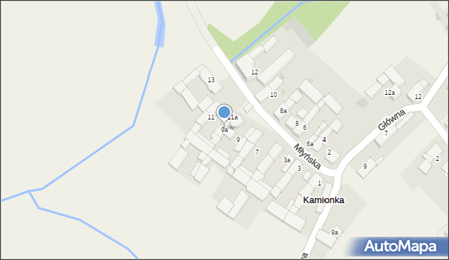 Kamionka, Młyńska, 9a, mapa Kamionka