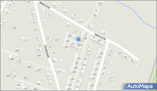 Katowice, Mleczna, 13L, mapa Katowic