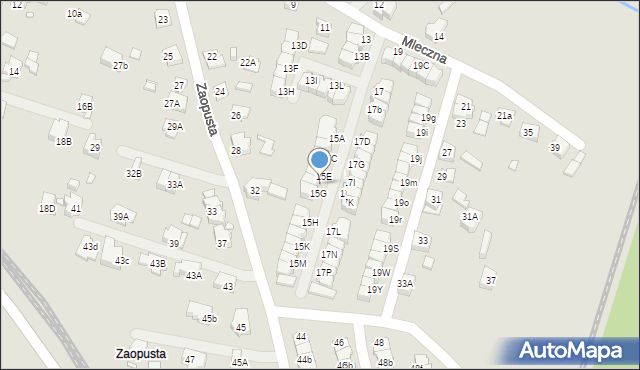 Katowice, Mleczna, 15F, mapa Katowic