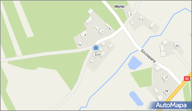 Kiedosy, Młynki, 9, mapa Kiedosy