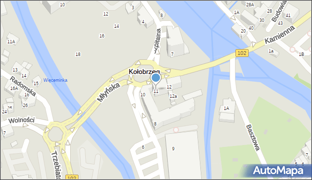 Kołobrzeg, Młyńska, 11, mapa Kołobrzegu