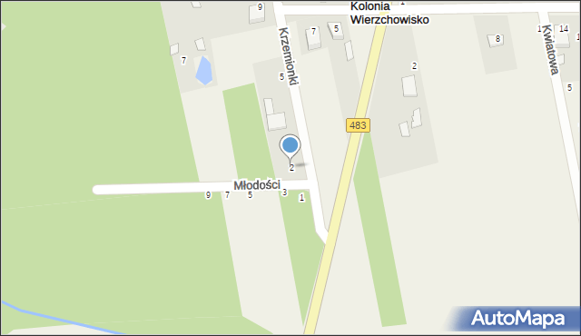 Kolonia Wierzchowisko, Młodości, 2, mapa Kolonia Wierzchowisko