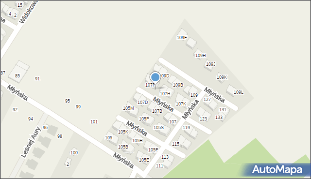 Komorniki, Młyńska, 107G, mapa Komorniki