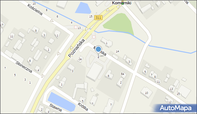 Komorniki, Młyńska, 4, mapa Komorniki