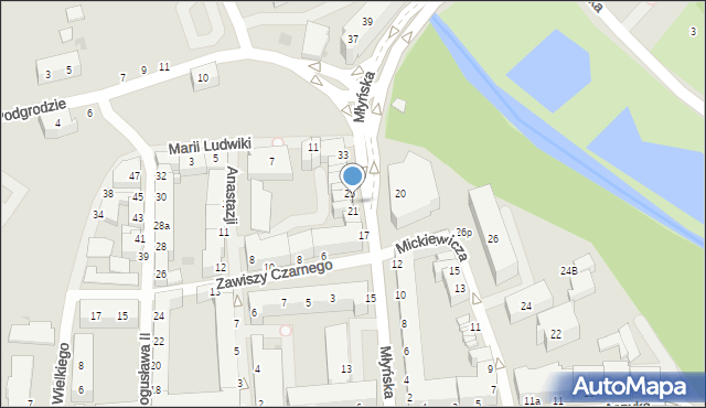Koszalin, Młyńska, 23, mapa Koszalina