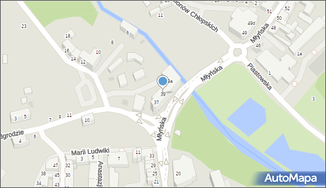 Koszalin, Młyńska, 39, mapa Koszalina