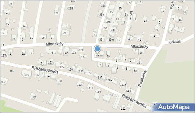 Kraków, Młodzieży, 16, mapa Krakowa