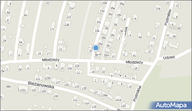 Kraków, Młodzieży, 35, mapa Krakowa