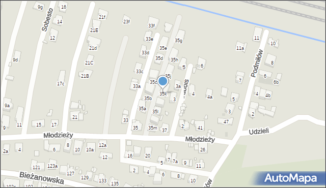 Kraków, Młodzieży, 35k, mapa Krakowa