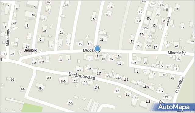 Kraków, Młodzieży, 8, mapa Krakowa