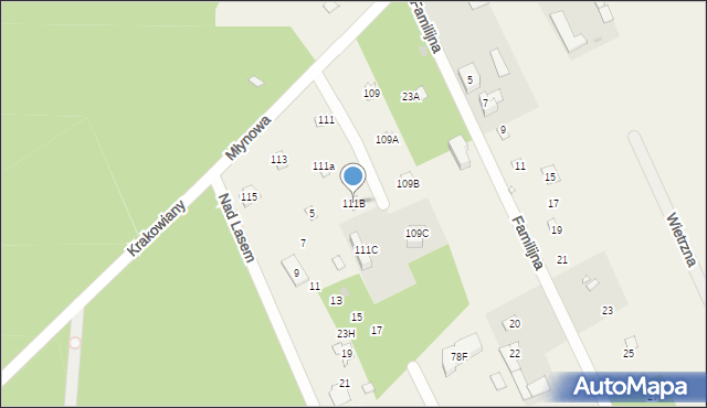 Krakowiany, Młynowa, 111B, mapa Krakowiany