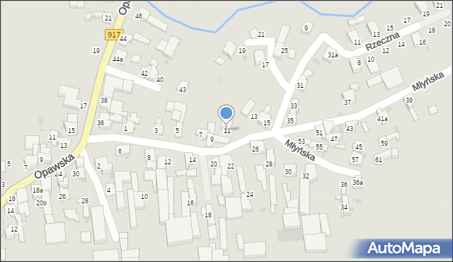 Krzanowice, Młyńska, 11, mapa Krzanowice