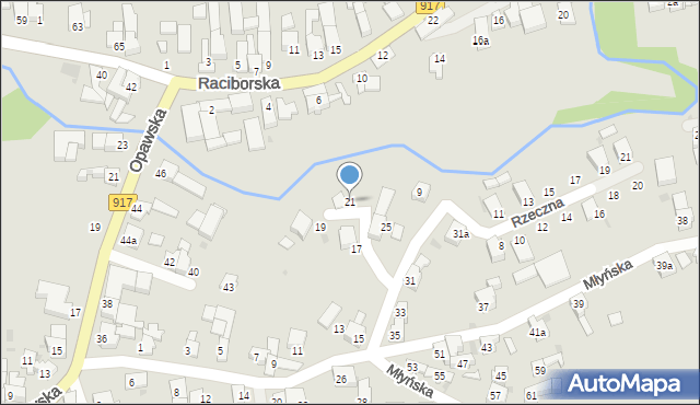 Krzanowice, Młyńska, 21, mapa Krzanowice