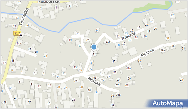 Krzanowice, Młyńska, 31, mapa Krzanowice