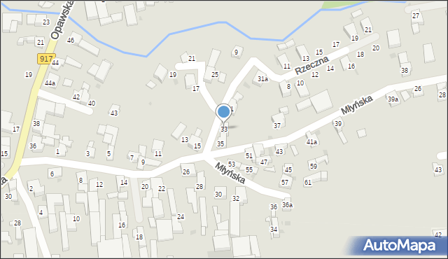 Krzanowice, Młyńska, 33, mapa Krzanowice