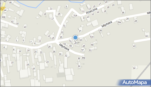 Krzanowice, Młyńska, 47, mapa Krzanowice