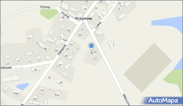 Krzymów, Mleczna, 2a, mapa Krzymów