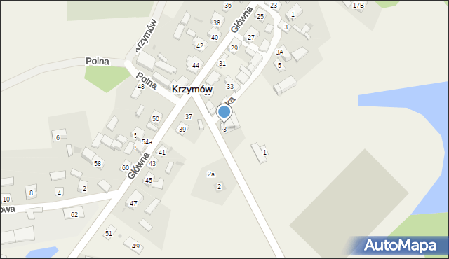 Krzymów, Mleczna, 3, mapa Krzymów