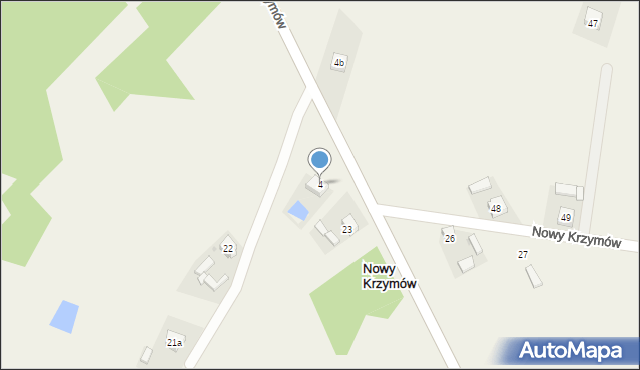 Krzymów, Mleczna, 4, mapa Krzymów