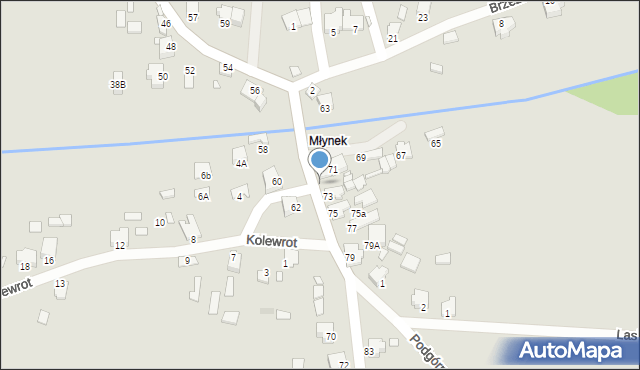 Łazy, Młynek, 71a, mapa Łazy