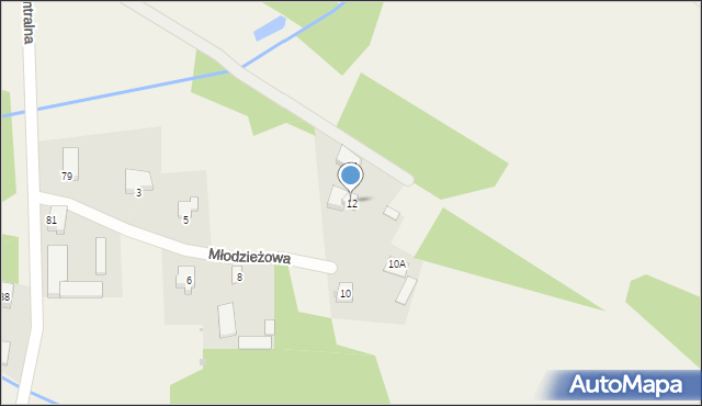 Łosinno, Młodzieżowa, 12, mapa Łosinno