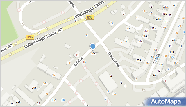 Lublin, Młyńska, 16a, mapa Lublina