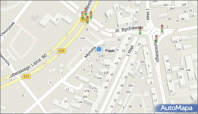 Lublin, Młyńska, 2, mapa Lublina