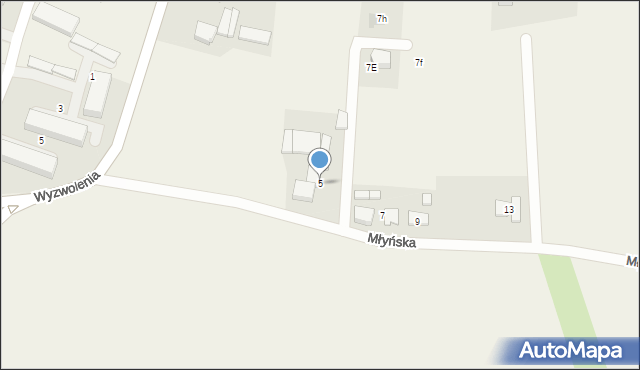 Mizerów, Młyńska, 5, mapa Mizerów