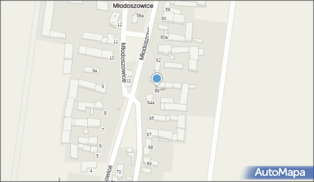 Młodoszowice, Młodoszowice, 64, mapa Młodoszowice