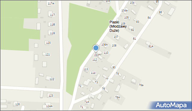 Młodzawy Duże, Młodzawy Duże, 111, mapa Młodzawy Duże