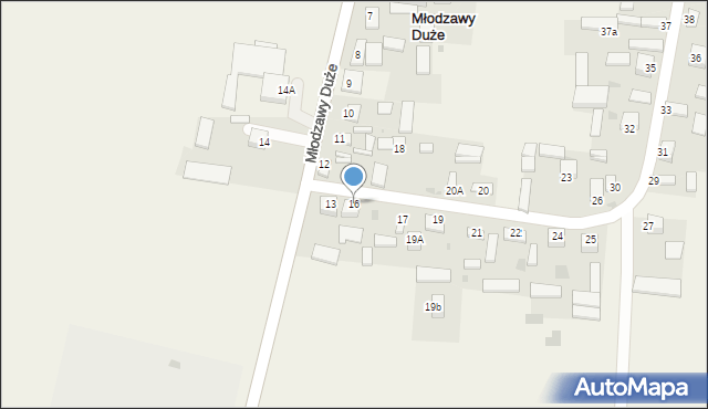 Młodzawy Duże, Młodzawy Duże, 16, mapa Młodzawy Duże